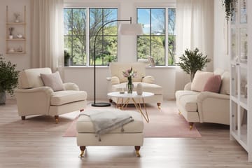 Howard Lyx Soffgrupp 2-sits Soffa + Divanfåtölj + Fåtölj + Fotpall i Tyg - Beige - Möbler - Soffa - Soffgrupp - Howard soffgrupp