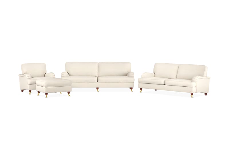 Howard Lyx Soffgrupp 3-sits + 2-sits Soffa + Fåtölj + Fotpall i Tyg - Beige - Möbler - Soffa - Soffgrupp - Howard soffgrupp