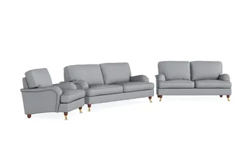 Howard Lyx Soffgrupp 3-sits + 2-sits Soffa + Fåtölj i Tyg - Ljusgrå - Möbler - Soffa - Soffgrupp - Howard soffgrupp