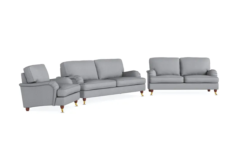 Howard Lyx Soffgrupp 3-sits + 2-sits Soffa + Fåtölj i Tyg - Ljusgrå - Möbler - Soffa - Soffgrupp - Howard soffgrupp
