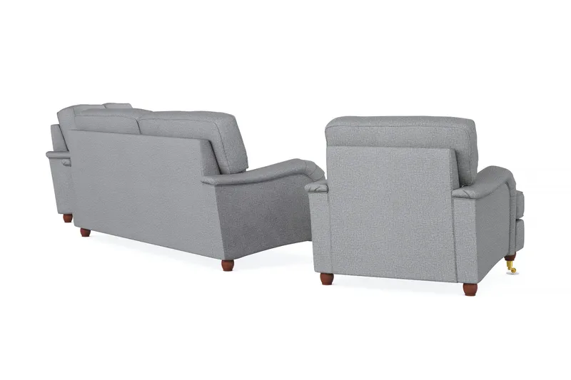Howard Lyx Soffgrupp 3-sits + 2-sits Soffa + Fåtölj i Tyg - Ljusgrå - Möbler - Soffa - Soffgrupp - Howard soffgrupp
