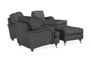 Howard Lyx Soffgrupp 3-sits Soffa + Divanfåtölj + Fåtölj + Fotpall i Tyg - Mörkgrå - Möbler - Soffa - Soffgrupp - Howard soffgrupp