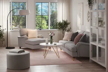 Howard Lyx Soffgrupp 3-sits Soffa + Divanfåtölj i Tyg - Ljusgrå - Möbler - Soffa - Soffgrupp - Howard soffgrupp