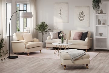 Howard Lyx Soffgrupp 3-sits Soffa + Fåtölj + Fotpall i Tyg - Beige - Möbler - Soffa - Soffgrupp - Howard soffgrupp