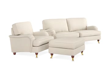 Howard Lyx Soffgrupp 3-sits Soffa + Fåtölj + Fotpall i Tyg - Beige - Möbler - Soffa - Soffgrupp - Howard soffgrupp