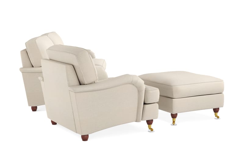 Howard Lyx Soffgrupp 3-sits Soffa + Fåtölj + Fotpall i Tyg - Beige - Möbler - Soffa - Soffgrupp - Howard soffgrupp