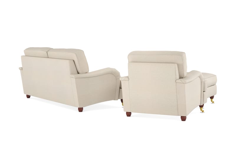 Howard Lyx Soffgrupp 3-sits Soffa + Fåtölj + Fotpall i Tyg - Beige - Möbler - Soffa - Soffgrupp - Howard soffgrupp