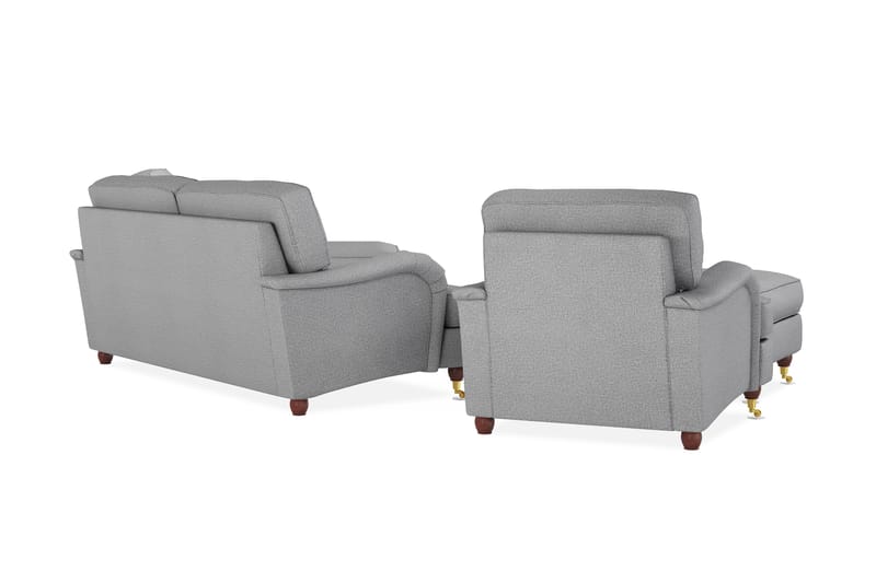 Howard Lyx Soffgrupp 3-sits Soffa + Divanfåtölj + Fåtölj + Fotpall i Tyg - Ljusgrå - Möbler - Soffa - Soffgrupp - Howard soffgrupp