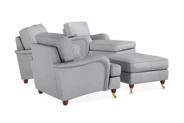 Howard Lyx Soffgrupp 3-sits Soffa + Divanfåtölj + Fåtölj + Fotpall i Tyg - Ljusgrå - Möbler - Soffa - Soffgrupp - Howard soffgrupp