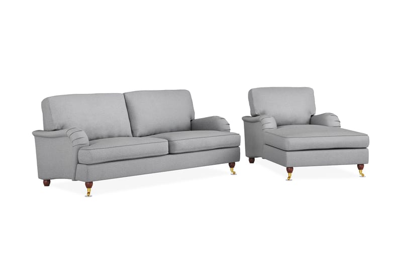 Howard Lyx Soffgrupp 3-sits Soffa + Divanfåtölj i Tyg - Ljusgrå - Möbler - Soffa - Soffgrupp - Howard soffgrupp