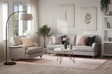 Howard Lyx Soffgrupp 3-sits Soffa + Fåtölj i Tyg - Ljusgrå - Möbler - Soffa - Soffgrupp - Howard soffgrupp