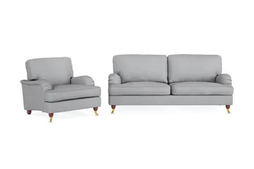 Howard Lyx Soffgrupp 3-sits Soffa + Fåtölj i Tyg - Ljusgrå - Möbler - Soffa - Soffgrupp - Howard soffgrupp