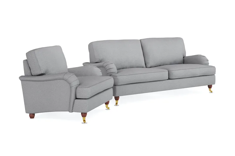 Howard Lyx Soffgrupp 3-sits Soffa + Fåtölj i Tyg - Ljusgrå - Möbler - Soffa - Soffgrupp - Howard soffgrupp