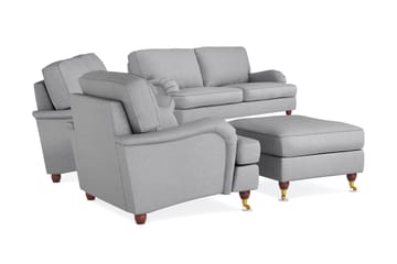 Howard Lyx Soffgrupp 4-sits + 3-sits Soffa + Fåtölj + Fotpall i Tyg - Ljusgrå - Möbler - Soffa - Soffgrupp - Howard soffgrupp