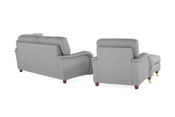 Howard Lyx Soffgrupp 4-sits + 3-sits Soffa + Fåtölj + Fotpall i Tyg - Ljusgrå - Möbler - Soffa - Soffgrupp - Howard soffgrupp
