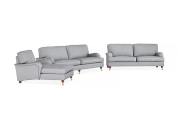 Howard Lyx Soffgrupp 4-sits + 3-sits Soffa + Divanfåtölj i Tyg - Ljusgrå - Möbler - Soffa - Soffgrupp - Howard soffgrupp