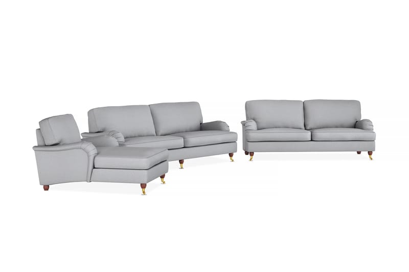 Howard Lyx Soffgrupp 4-sits + 3-sits Soffa + Divanfåtölj i Tyg - Ljusgrå - Möbler - Soffa - Soffgrupp - Howard soffgrupp
