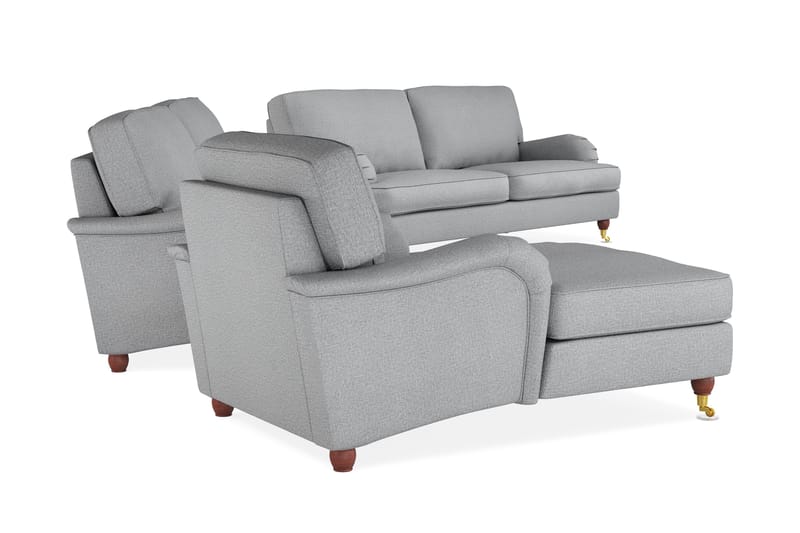 Howard Lyx Soffgrupp 4-sits + 3-sits Soffa + Divanfåtölj i Tyg - Ljusgrå - Möbler - Soffa - Soffgrupp - Howard soffgrupp
