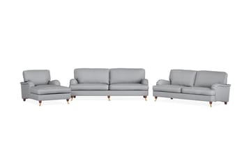 Howard Lyx Soffgrupp 4-sits + 3-sits Soffa + Divanfåtölj i Tyg - Ljusgrå - Möbler - Soffa - Soffgrupp - Howard soffgrupp