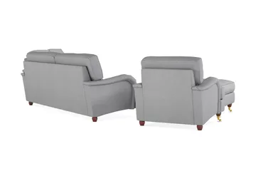 Howard Lyx Soffgrupp 4-sits + 3-sits Soffa + Fåtölj + Fotpall i Tyg - Ljusgrå - Möbler - Soffa - Soffgrupp - Howard soffgrupp