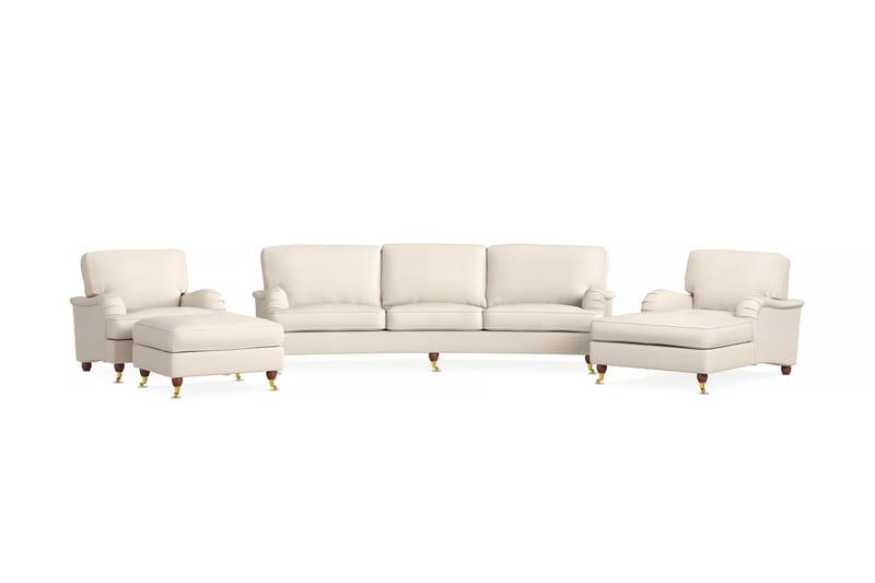 Howard Lyx Soffgrupp 4-sits Svängd Soffa + Divanfåtölj + Fåtölj + Fotpall i Tyg - Beige - Möbler - Soffa - Soffgrupp - Howard soffgrupp