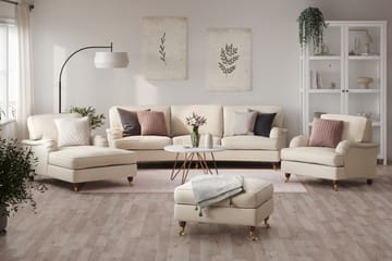 Howard Lyx Soffgrupp 4-sits Svängd Soffa + Divanfåtölj + Fåtölj + Fotpall i Tyg - Beige - Möbler - Soffa - Soffgrupp - Howard soffgrupp