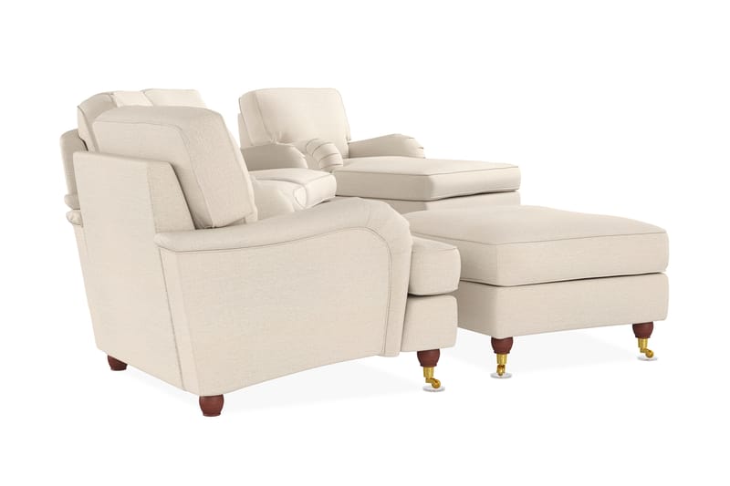 Howard Lyx Soffgrupp 4-sits Svängd Soffa + Divanfåtölj + Fåtölj + Fotpall i Tyg - Beige - Möbler - Soffa - Soffgrupp - Howard soffgrupp