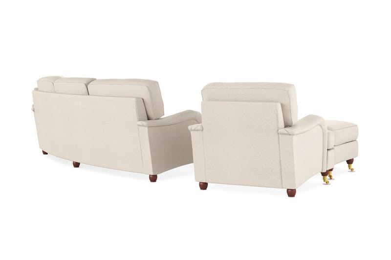 Howard Lyx Soffgrupp 4-sits Svängd Soffa + Divanfåtölj + Fåtölj + Fotpall i Tyg - Beige - Möbler - Soffa - Soffgrupp - Howard soffgrupp