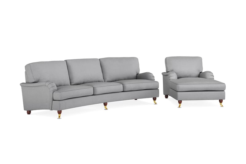 Howard Lyx Soffgrupp 4-sits Svängd Soffa + Divanfåtölj i Tyg - Ljusgrå - Möbler - Soffa - Soffgrupp - Howard soffgrupp