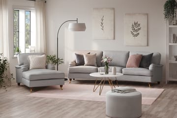 Howard Lyx Soffgrupp 4-sits Svängd Soffa + Divanfåtölj i Tyg - Ljusgrå - Möbler - Soffa - Soffgrupp - Howard soffgrupp