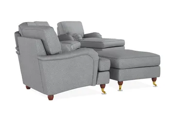 Howard Lyx Soffgrupp 4-sits Svängd Soffa + Divanfåtölj + Fåtölj + Fotpall i Tyg - Ljusgrå - Möbler - Soffa - Soffgrupp - Howard soffgrupp
