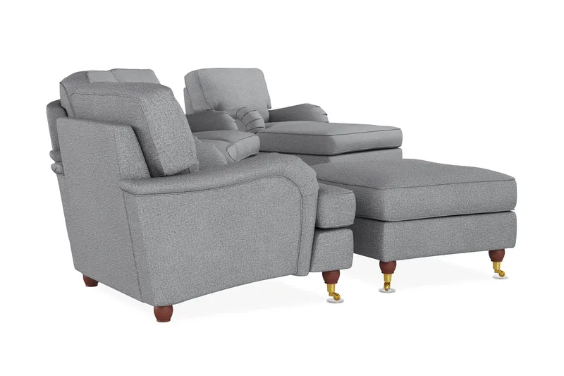 Howard Lyx Soffgrupp 4-sits Svängd Soffa + Divanfåtölj + Fåtölj + Fotpall i Tyg - Ljusgrå - Möbler - Soffa - Soffgrupp - Howard soffgrupp