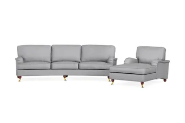 Howard Lyx Soffgrupp 4-sits Svängd Soffa + Divanfåtölj i Tyg - Ljusgrå - Möbler - Soffa - Soffgrupp - Howard soffgrupp