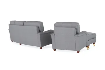 Howard Lyx Soffgrupp 4-sits Svängd Soffa + Fåtölj + Fotpall i Tyg - Ljusgrå - Möbler - Soffa - Soffgrupp - Howard soffgrupp
