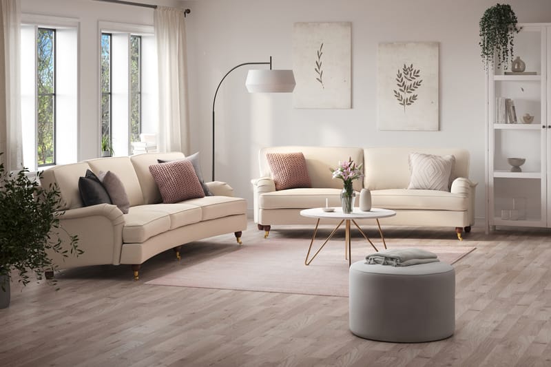 Howard Lyx Soffgrupp Svängd 4-sits + 3-sits Tygsoffa - Beige - Möbler - Soffa - Soffgrupp - Howard soffgrupp