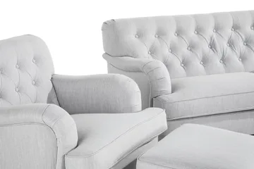 Howard Riviera Soffgrupp 2-sits + 3-sits Soffa + Fåtölj + Fotpall i Tyg - Grå - Möbler - Soffa - Soffgrupp - Howard soffgrupp