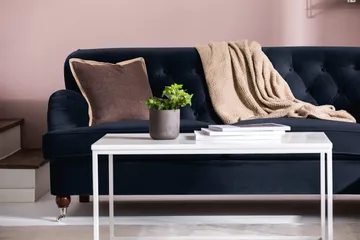 Howard Riviera Soffgrupp 3-sits + 2-sits Soffa + Fåtölj + Fotpall i Sammet - Blå - Möbler - Soffa - Soffgrupp - Howard soffgrupp