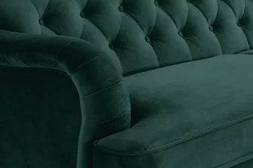 Howard Riviera Soffgrupp 3-sits + 2-sits Soffa + Fåtölj + Fotpall i Sammet - Grön - Möbler - Soffa - Soffgrupp - Howard soffgrupp