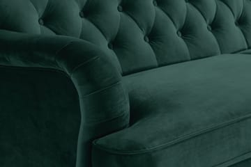 Howard Riviera Soffgrupp 3-sits + 2-sits Soffa + Fåtölj + Fotpall i Sammet - Grön - Möbler - Soffa - Soffgrupp - Howard soffgrupp