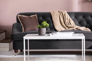 Howard Riviera Soffgrupp 3-sits + 2-sits Soffa + Fåtölj + Fotpall i Sammet - Mörkgrå - Möbler - Soffa - Soffgrupp - Howard soffgrupp