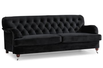 Howard Riviera Soffgrupp 3-sits + 2-sits Soffa + Fåtölj + Fotpall i Sammet - Svart - Möbler - Soffa - Soffgrupp - Howard soffgrupp