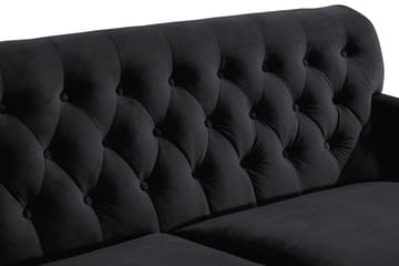 Howard Riviera Soffgrupp 3-sits + 2-sits Soffa + Fåtölj + Fotpall i Sammet - Svart - Möbler - Soffa - Soffgrupp - Howard soffgrupp