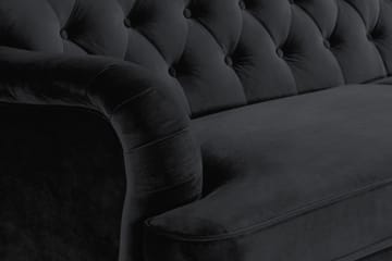 Howard Riviera Soffgrupp 3-sits + 2-sits Soffa + Fåtölj + Fotpall i Sammet - Svart - Möbler - Soffa - Soffgrupp - Howard soffgrupp