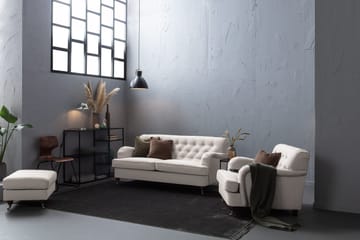 Howard Riviera Soffgrupp 3-sits + 2-sits Soffa + Fåtölj + Fotpall i Tyg - Ljusgrå - Möbler - Soffa - Soffgrupp - Howard soffgrupp