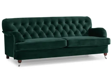 Howard Riviera Soffgrupp 3-sits + 2-sits Soffa + Fåtölj + Fotpall i Sammet - Grön - Möbler - Soffa - Soffgrupp - Howard soffgrupp