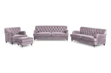 Howard Riviera Soffgrupp 3-sits + 2-sits Soffa + Fåtölj + Fotpall i Sammet