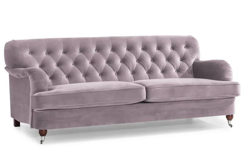 Howard Riviera Soffgrupp 3-sits + 2-sits Soffa + Fåtölj + Fotpall i Sammet - Lila - Möbler - Soffa - Soffgrupp - Howard soffgrupp