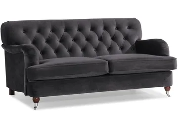 Howard Riviera Soffgrupp 3-sits + 2-sits Soffa + Fåtölj + Fotpall i Sammet - Mörkgrå - Möbler - Soffa - Soffgrupp - Howard soffgrupp