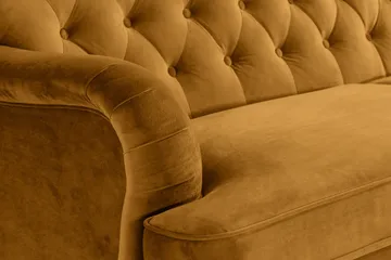 Howard Riviera Soffgrupp 3-sits + 2-sits Soffa + Fåtölj + Fotpall i Sammet - Mörkgul - Möbler - Soffa - Soffgrupp - Howard soffgrupp