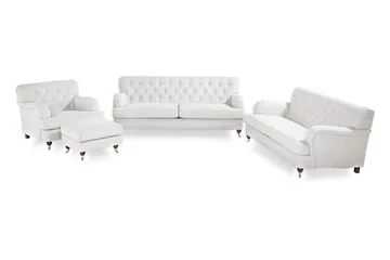 Howard Riviera Soffgrupp 3-sits + 2-sits Soffa + Fåtölj + Fotpall i Tyg - Ljusgrå - Möbler - Soffa - Soffgrupp - Howard soffgrupp